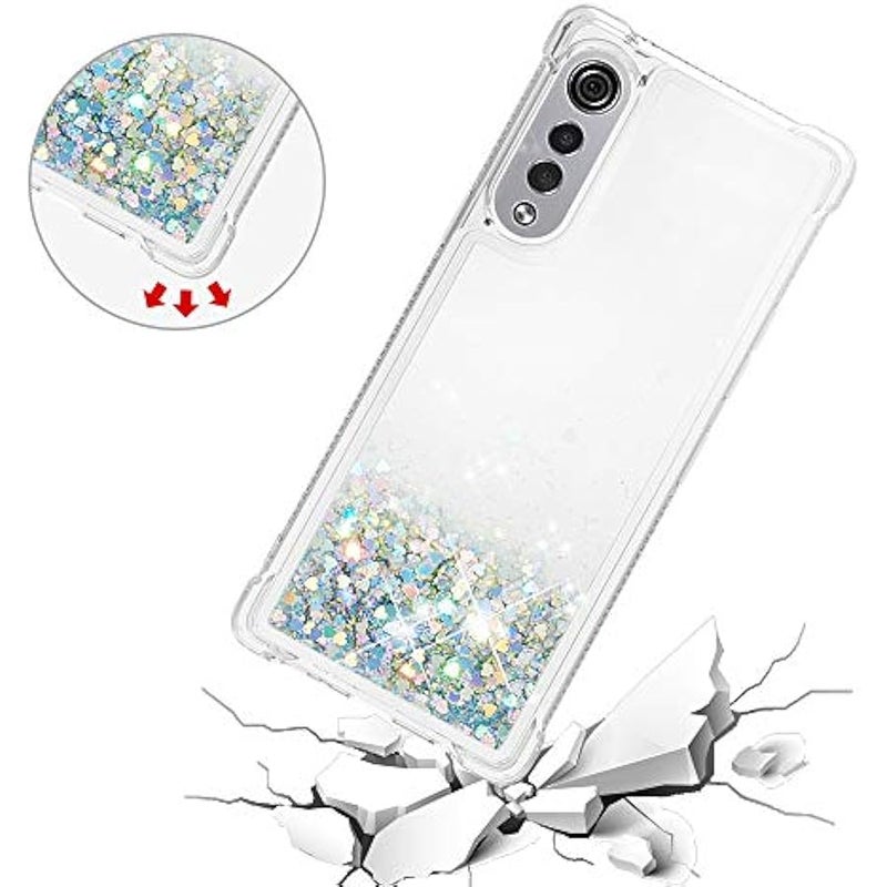 Fit for LG Velvet 5G Fashion Cute Phone Case,Quicksand Flowing Glitter Bling Flowing Liquid Floating Shiny Sparkle Soft TPU Protective Girls Women Phone Cover for LG Velvet 5G,RLS Colorful Silver - Image 2